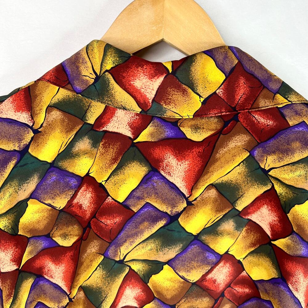 Vintage Che Studio Funky Pattern Button Front Blo… - image 6